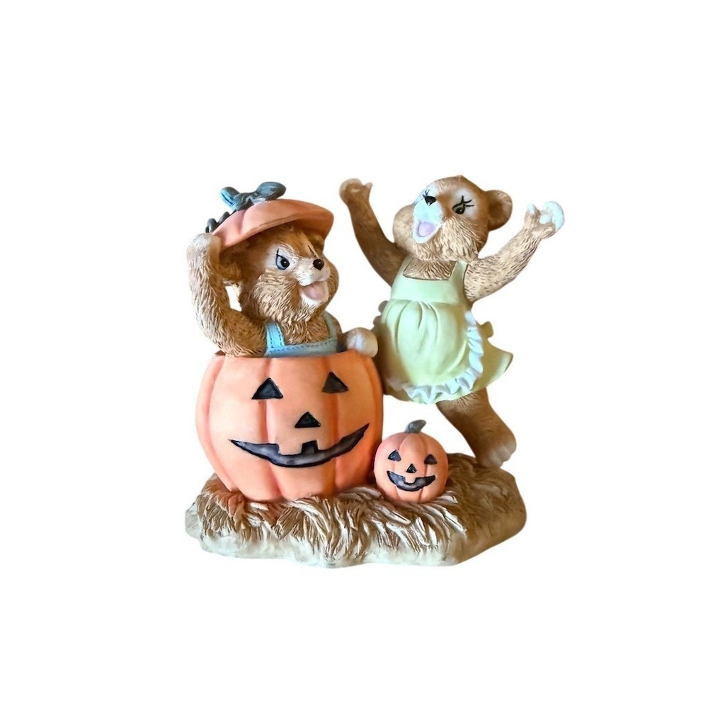 Bear Seasons‎ Hi Pumpkin Halloween Figurine Teddy Bear & Pumpkins 5in 1998